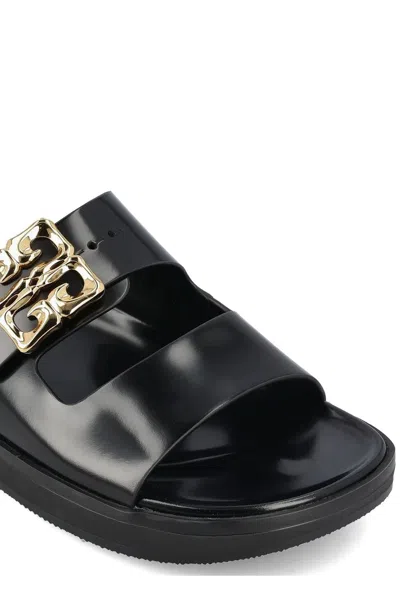 Givenchy Slides 4g Liquid Dad In Leather In Black