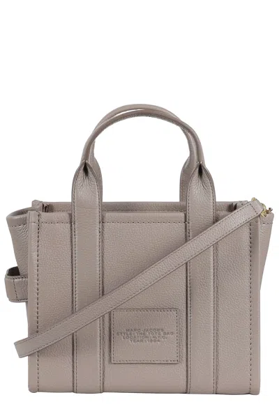 Marc Jacobs Structured Small Tote With Adjustable Strap And Embossed Logo In Neutral