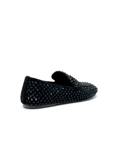 Elena Iachi Black Leather/glitter Loafer In Black
