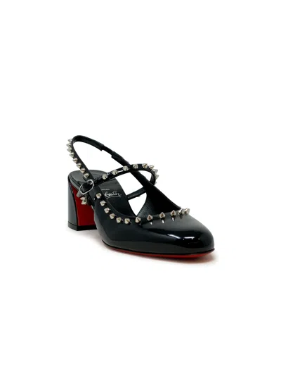 Christian Louboutin Black Patent Leather Janispikes 55 Mary Janes In Black