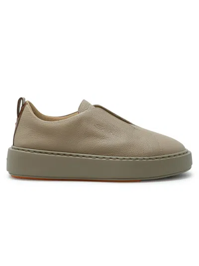 Santoni Sand Leather Sneaker In Multi