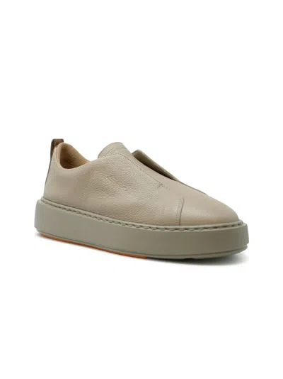 Santoni Sand Leather Sneaker In Multi