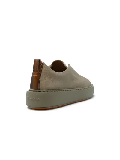 Santoni Sand Leather Sneaker In Multi