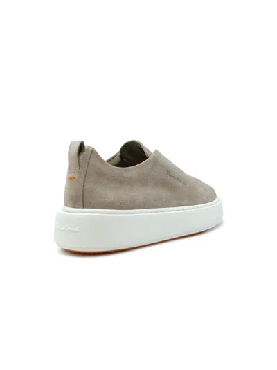 Santoni Beige Suede Sneaker In Multi