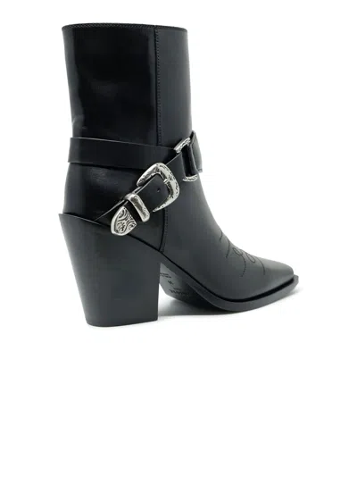 Sartore Leather Ankle Boots In Black