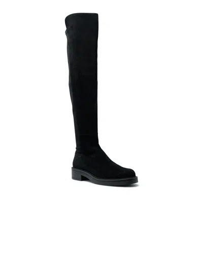 Stuart Weitzman Suede 5050 Celia Boots In Black