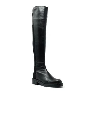 Stuart Weitzman Nappa 5050 Celia Boots In Black