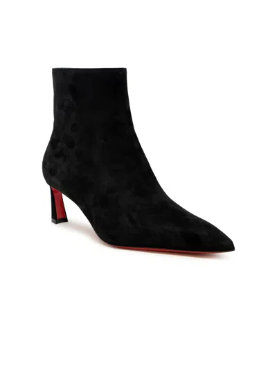 Christian Louboutin Black Veau Velours Condora Booty 55 Boots In Black