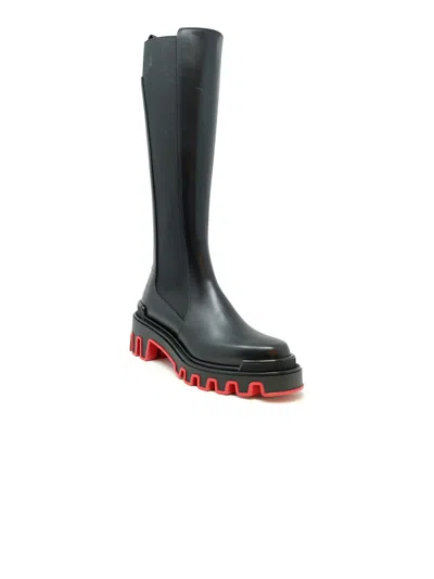 Christian Louboutin Black Calf Leather Marchacroche Dune Botta Boots In Black