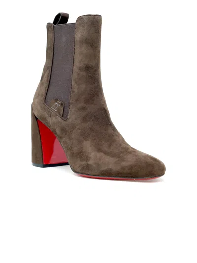 Christian Louboutin Brown Suede Leather Turelastic 85 Ankle Boots In Brown