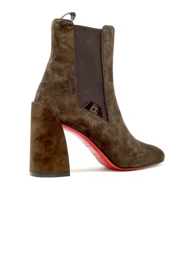 Christian Louboutin Brown Suede Leather Turelastic 85 Ankle Boots In Brown