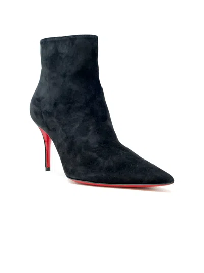 Christian Louboutin Black Suede Leather Apostropha 80 Bootie In Black