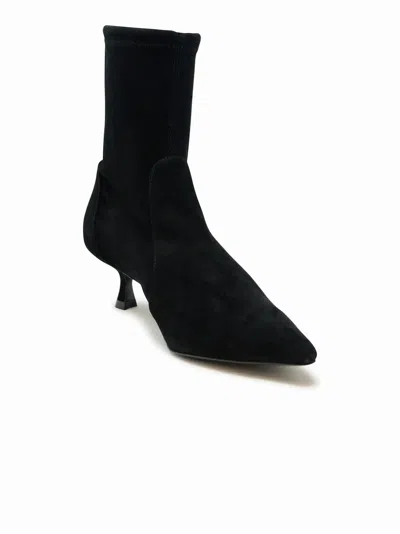Stuart Weitzman Stuart Sculpt Pointy Toe Bootie 50 In Black