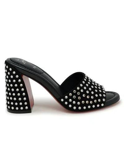 Christian Louboutin Black Suede Jane Mule Strass Boum 85 Sandals In Black