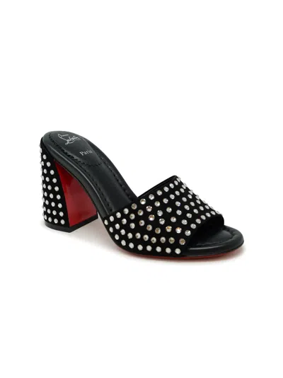 Christian Louboutin Black Suede Jane Mule Strass Boum 85 Sandals In Black
