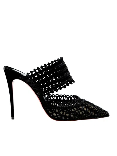 Christian Louboutin Black Patent Deia 100 Sandals In Black