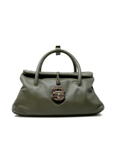 Zanellato 068750-1910000-z0482 Green Olivona Leather Dotta Saeta Baby Handbag In Green