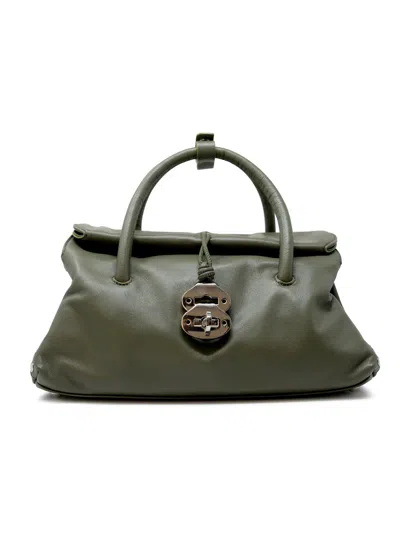 Zanellato 068750-1910000-z0482 Green Olivona Leather Dotta Saeta Baby Handbag In Green