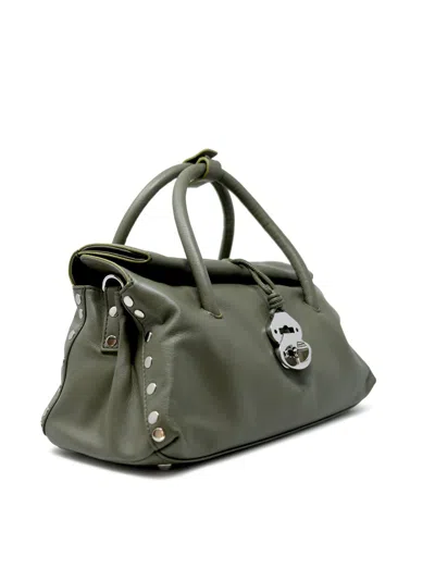 Zanellato 068750-1910000-z0482 Green Olivona Leather Dotta Saeta Baby Handbag In Green