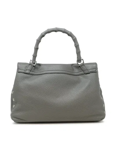 Zanellato 068010-0950000-z0130 Grey Montebianco Postina Daily S Bamboo Leather Handbag In Gray