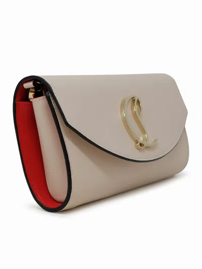 Christian Louboutin Cream Leather Loubi54 Wallet On A Chain In White