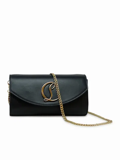 Christian Louboutin Black Leather Loubi54 Wallet On A Chain In Black
