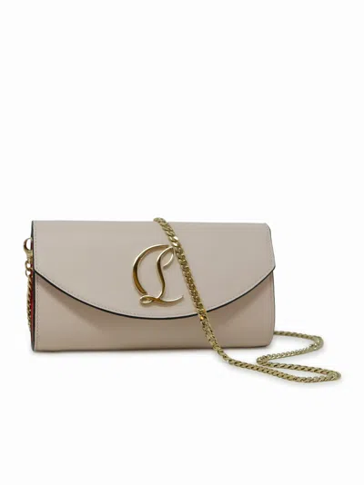 Christian Louboutin Cream Leather Loubi54 Wallet On A Chain In White