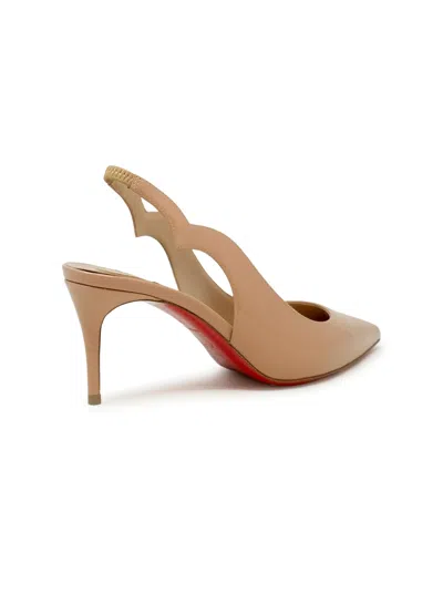 Christian Louboutin Nude Patent Hot Chick Sling 70 Pumps In Neutral