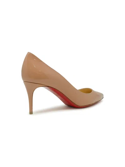 Christian Louboutin Nude Patent Kate 70 Pumps In Brown