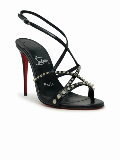 Christian Louboutin Black Leather Spikes Tatooshka 100 Pumps In Black