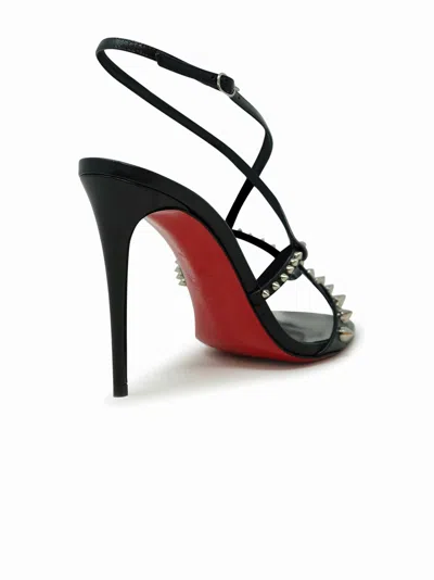 Christian Louboutin Black Leather Spikes Tatooshka 100 Pumps In Black