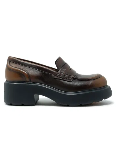 Santoni Wuew71868smotlgxm40 Brown Leather Loafer In Multi