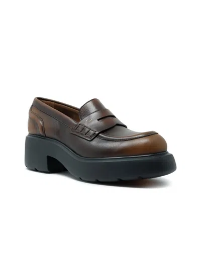 Santoni Wuew71868smotlgxm40 Brown Leather Loafer In Multi