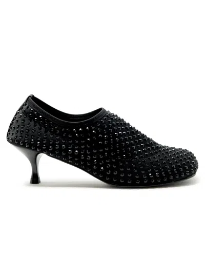 Elena Iachi Black Leather/glitter Shoes In Black