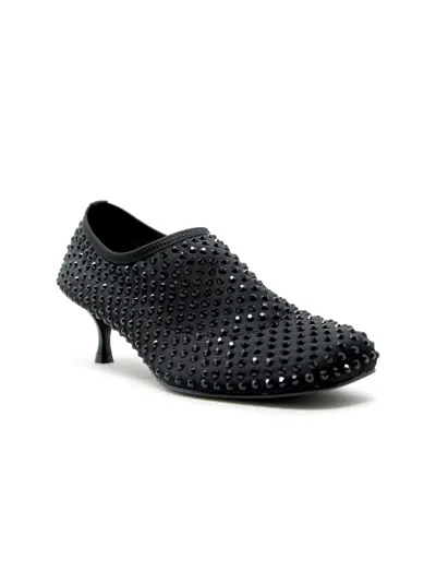 Elena Iachi Black Leather/glitter Shoes In Black