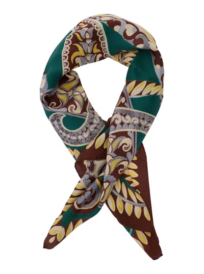 Etro Norma Multicolor Scarf With Paisley Motif And All-over Floral Print In Silk Woman In Green