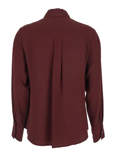 Grifoni Bordeaux Shirt With Classic Collar And Buttoned Cuffs In Cotton Blend Woman In Red