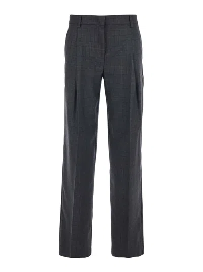 Grifoni Grey Pants With Belt Loops In Wool Woman In Gray