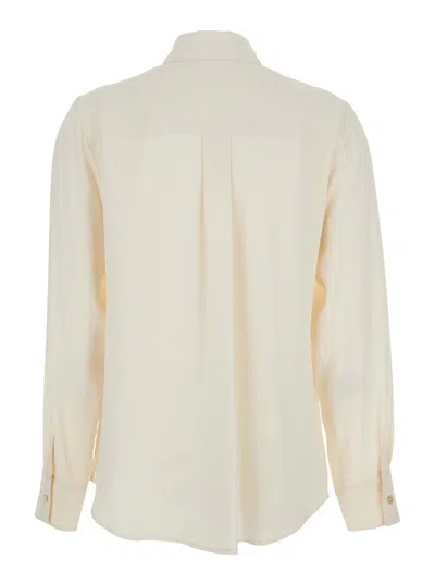 Grifoni White Shirt With Classic Collar And Buttoned Cuffs In Cotton Blend Woman In Neutral