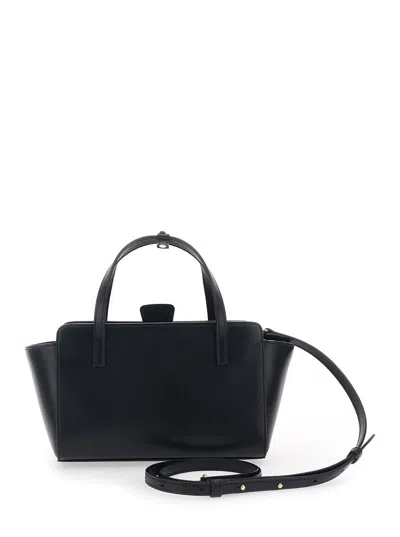Hidesins Black Handbag With Adjustable And Removable Shoulder Strap And Logo Lettering On The Front In Leathe In Black