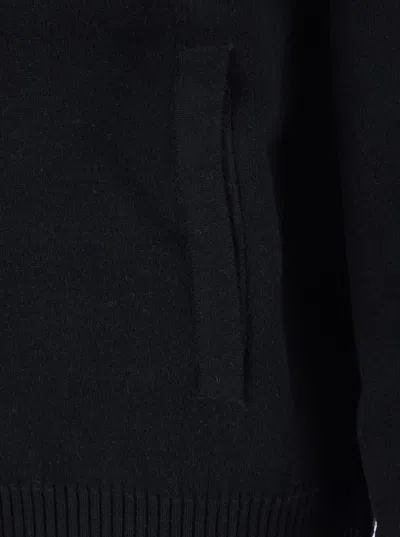 Coor Black Sweatshirt With Hood And Front Zip Closure In Wool And Cashmere Man In Black