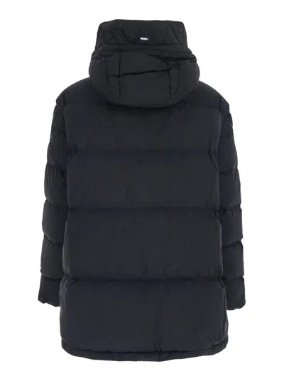 Herno Black Down Jacket With Removable Drawstring Hood In Tech Fabric Woman In Black