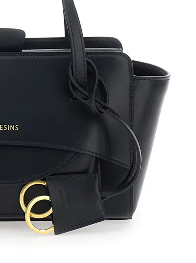 Hidesins Black Handbag With Adjustable And Removable Shoulder Strap And Logo Lettering On The Front In Leathe In Black