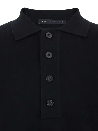 Low Brand Black Sweater With Polo Shirt Style Collar And Long Sleeves In Wool Man In Black