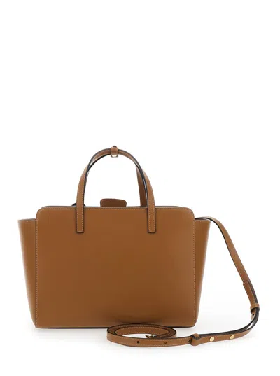 Hidesins Brown Handbag With Adjustable And Removable Shoulder Strap And Logo Lettering On The Front In Leathe In Brown