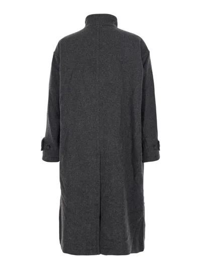 Coor Grey Coat With High Collar In Wool And Cashmere Blend Man In Gray