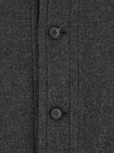 Coor Grey Coat With High Collar In Wool And Cashmere Blend Man In Gray