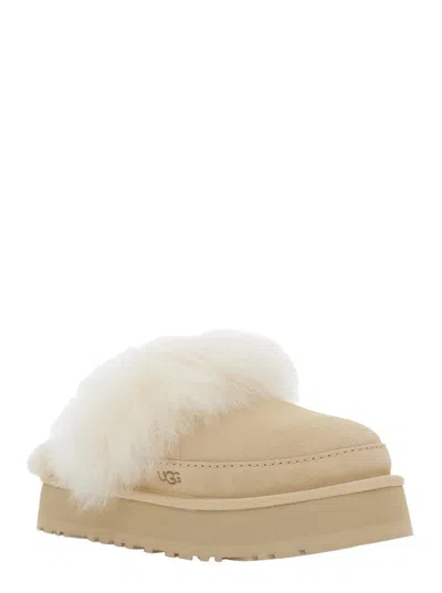 Ugg Chalet Beige Ankle Boots With Fur Design In Suede Woman In Multi