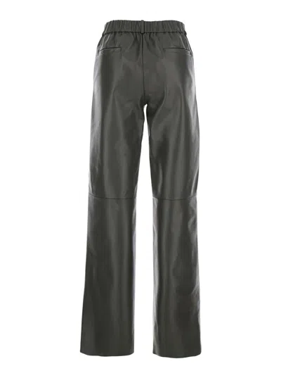 Antonelli Perlage Green Pants With Belt Loops And Elastic Waist On The Rear In Leather Woman In Green