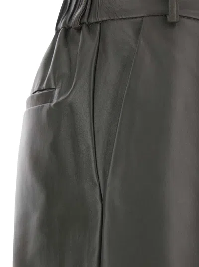 Antonelli Perlage Green Pants With Belt Loops And Elastic Waist On The Rear In Leather Woman In Green